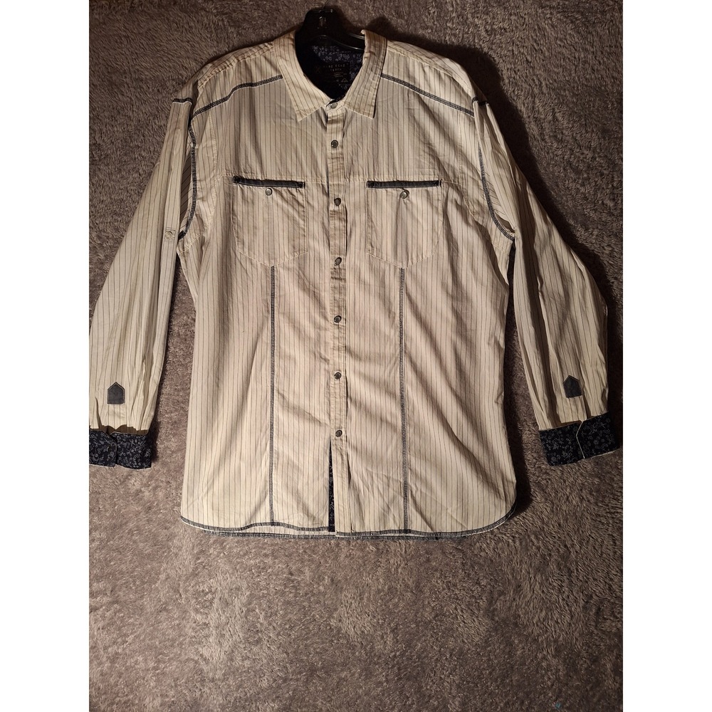 Marc Ecko Cut & Sew Mens 2XL Long Sleeve Button Down Shirt Pinstripe Designer
